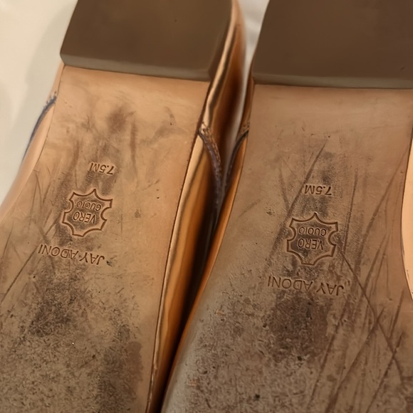 Jay Adoni Vero Cuoio Rose Gold Leather Slip On Pink Pointed Toe Flat W size 7.5 - Picture 5 of 12